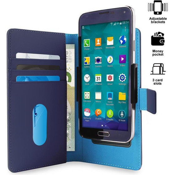 Puro Smart Wallet - Universal Case With a Holder For Taking Photos With Pockets For Cards And money, Size Xl (blue) - (UNIWALLET3BLUEXL)