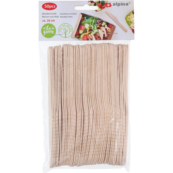 Alpina - Disposable wooden knives 16 cm 50 pcs - (871125226694)