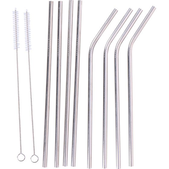 Alpina - eco-friendly multi-use metal straws with cleaning brushes (8+2 pcs.) - (8711252146560)