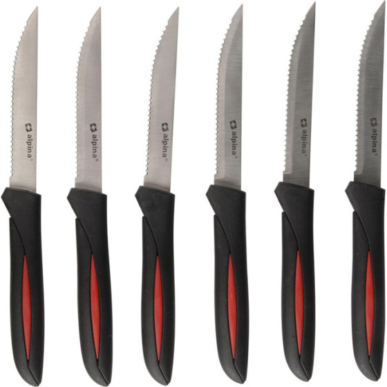 Alpina - INOX stainless steel steak knife set 23 cm 6 pcs. (black) - (871125297852)