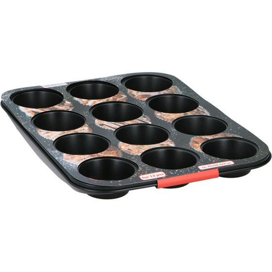 Alpina - Muffin / cupcake tin for 12 pieces non-stick (black) - (871125224181)