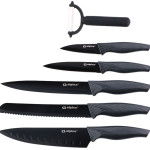 Alpina - Stainless steel INOX knife set 6 pcs. (Black) - (8711252067636)