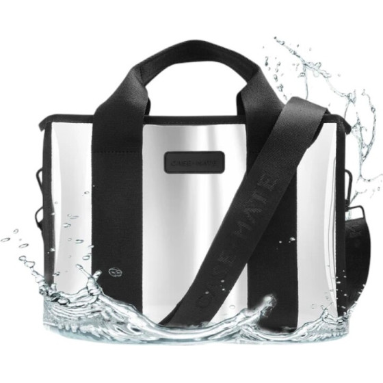 Case-Mate Mini Travel Tote Bag - Waterproof travel shoulder bag (Silver Chrome) - (CM055614)