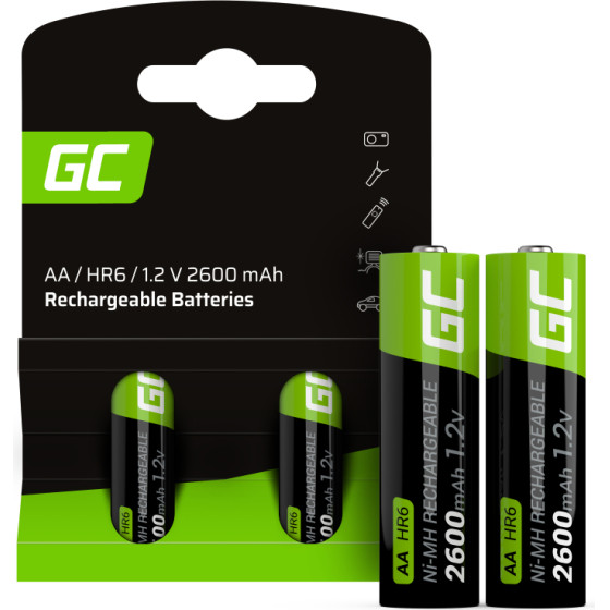 Green Cell - 2x AA HR6 2600mAh rechargeable batteries - (GR05)
