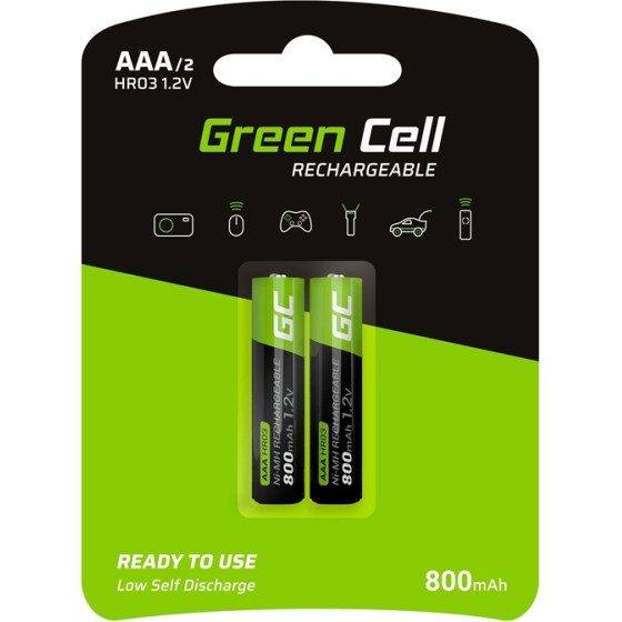 Green Cell 2x AAA HR03 Batteries 800mAh - (GR08)