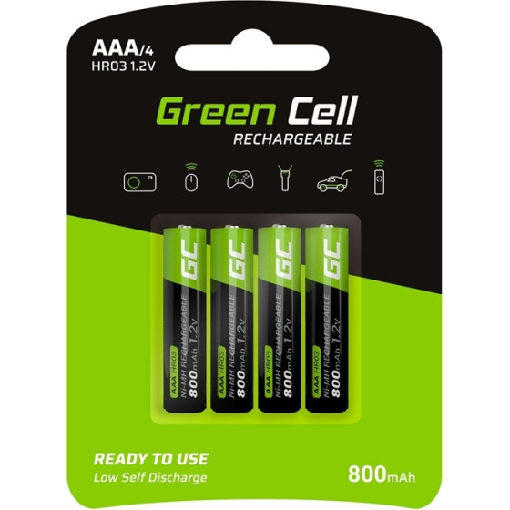 Green Cell 4x AAA HR03 Batteries 800mAh - (GR04)