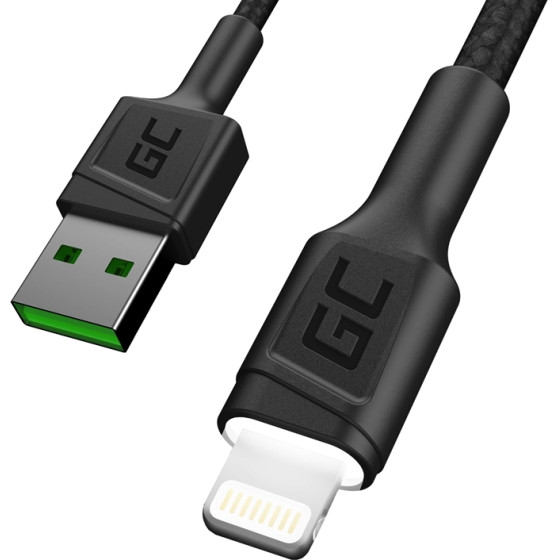 Green Cell Cable Ray USB-A - Lightning White LED 120cm with support for Apple 2.4A fast charging - (KABGC05)