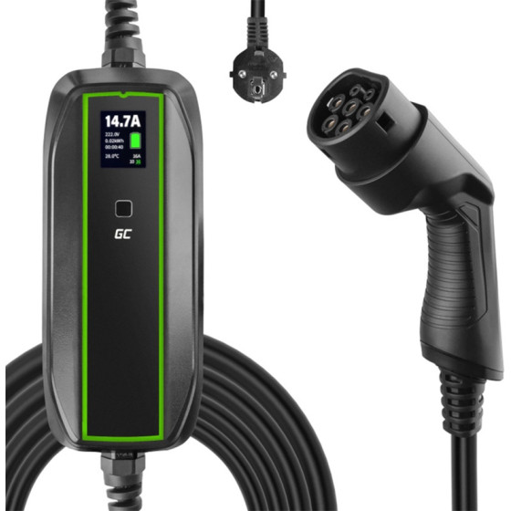 Green Cell GC EV PowerCable 3.6kW Schuko Type 2 mobile charger for charging electric cars and Plug-In hybrids - (EV16)