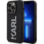 Karl Lagerfeld 3D Rubber Glitter Logo - Case for iPhone 15 Pro (Black) - (KLHCP15L3DMBKCK)