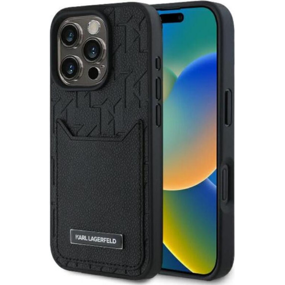 Karl Lagerfeld Cardslots Monogram - Case for iPhone 16 Pro Max (black) - (KLHCP16XPGKHPRPK)