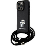 Karl Lagerfeld Crossbody Saffiano Metal Pin Karl & Choupette - iPhone 14 Pro Case (Black) - (KLHCP14LSAKCPSK)