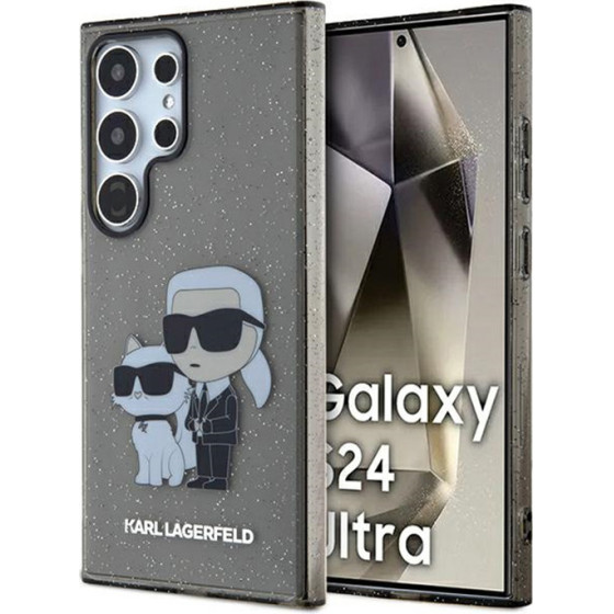 Karl Lagerfeld IML Glitter Karl & Choupette - Case for Samsung Galaxy S24 Ultra (black) - (KLHCS24LHNKCTGK)