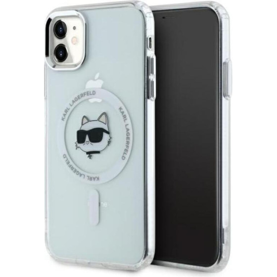 Karl Lagerfeld IML Metal Choupette Head MagSafe - Case for iPhone 11 (White) - (KLHMN61HLSCHH)