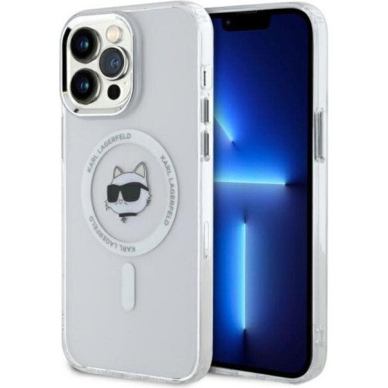 Karl Lagerfeld IML Metal Choupette Head MagSafe - Case for iPhone 14 Pro Max (White) - (KLHMP14XHLSCHH)