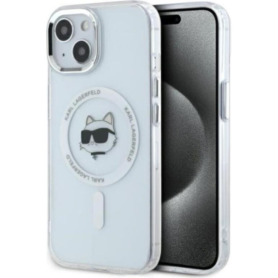 Karl Lagerfeld IML Metal Choupette Head MagSafe - Case for iPhone 15 (White) - (LHMP15SHLSCHH)