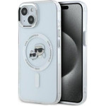 Karl Lagerfeld IML Metal Karl & Choupette Head MagSafe - Case for iPhone 15 (White) - (KLHMP15SHLSKCH)
