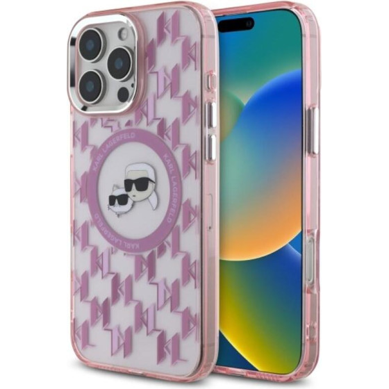 Karl Lagerfeld IML Monogram Karl & Choupette Head MagSafe - Case for iPhone 16 Pro Max (pink) - (KLHMP16XHMCKMHP)