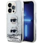 Karl Lagerfeld Liquid Glitter Karl & Choupette Heads - iPhone 14 Pro Case (Silver) - (KLHCP14LLDHKCNS)