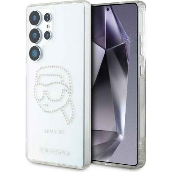 Karl Lagerfeld Rhinestones Karl Head Logo - Case for Samsung Galaxy S25 Ultra (Transparent) - (KLHCS25LHKHDCELT)