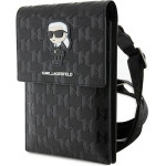 Karl Lagerfeld Saffiano Monogram Ikonik - Phone crossbody bag (black) - (KLWBSAKHPKK)