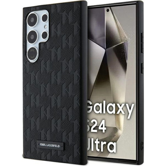 Karl Lagerfeld Saffiano Monogram Metal Logo - Case Samsung Galaxy S24 Ultra (czarny) - (KLHCS24LSAKLHPK)