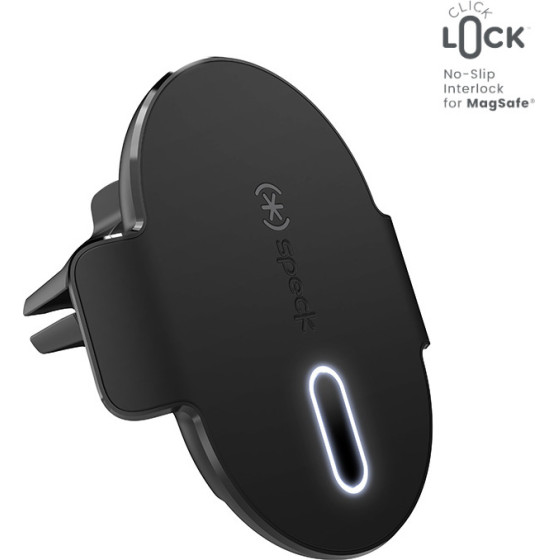 Speck Charging Vent Mount + ClickLock - Car Mount with Wireless Charging MagSafe (Black) - (150683-1041)
