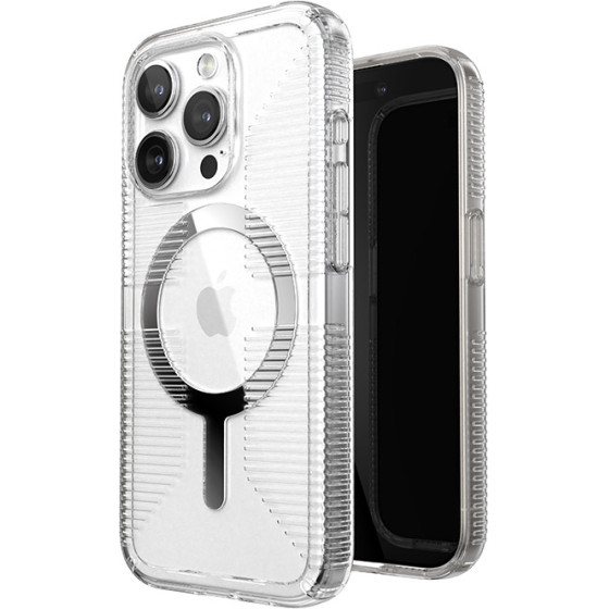 Speck Gemshell Grip + MagSafe - Case for iPhone 15 Pro (Clear / Chrome Finish) - (150503-3223)