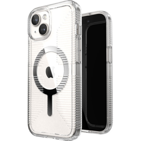 Speck Gemshell Grip + MagSafe - Case for iPhone 16e / iPhone 15 / iPhone 14 / iPhone 13 (Clear / Chrome Finish) - (150494-3223)