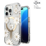 Speck Presidio Lux ClickLock & MagSafe - Case for iPhone 16 Pro (Sunshine Daisies / Clear / Gold) - (150747-3257)