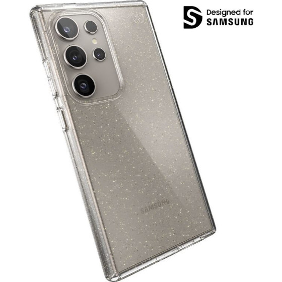 Speck Presidio Lux Glitter - Case for Samsung Galaxy S24 Ultra (Clear / Gold Glitter) - (150621-9221)