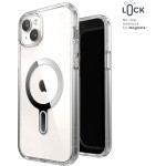 Speck Presidio Perfect-Clear ClickLock & Magsafe - Case for iPhone 15 Plus / iPhone 14 Plus (Clear / Chrome Finish / Serene Silver) - (150457-3199)