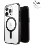 Speck Presidio Perfect-Clear ClickLock & Magsafe - Case for iPhone 15 Pro (Clear / Frosted Black / Slate Grey) - (150449-3233)
