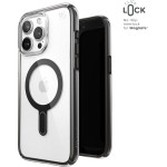 Speck Presidio Perfect-Clear ClickLock & Magsafe - Case for iPhone 15 Pro Max (Clear / Frosted Black / Slate Grey) - (150465-3233)