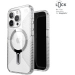 Speck Presidio Perfect-Clear Grip ClickLock & Magsafe - Case for iPhone 15 Pro (Clear / Chrome Finish / Serene Silver) - (150451-3199)