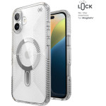 Speck Presidio Perfect-Clear Grip ClickLock & MagSafe - Case for iPhone 16 Plus (Clear / Chrome Finish / Serene Silver) - (150716-3199)