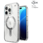 Speck Presidio Perfect-Clear Grip ClickLock & MagSafe - Case for iPhone 16 Pro (Clear / Chrome Finish / Serene Silver) - (150704-3199)