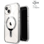 Speck Presidio Perfect-Clear Grip ClickLock & MagSafe - Case for iPhone 16e / iPhone 15 / iPhone 14 / iPhone 13 (Clear / Chrome Finish / Serene Silver) - (150443-3199)