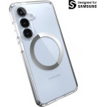 Speck Presidio Perfect-Clear Magnet - Case for Samsung Galaxy S25 / S24 MagSafe (Clear / Chrome Finish / Serene Silver) - (150873-3199)