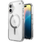 Speck Presidio Perfect-Clear MagSafe - Case for iPhone 16 (Clear / Chrome Finish / Serene Silver) - (150757-3240)