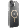 Speck Presidio Perfect-Clear with Glitter + MagSafe - Case for iPhone 15 Plus / 14 Plus with MICROBAN coating (Clear / Gold Glitter) - (150121-9221)