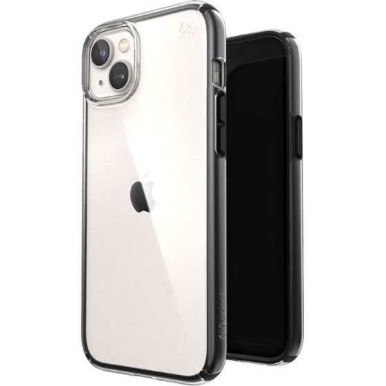 Speck Presidio Perfect-Clear with Impact Geometry - Case for iPhone 15 Plus / 14 Plus with MICROBAN coating (Clear / Black) - (150124-5905)