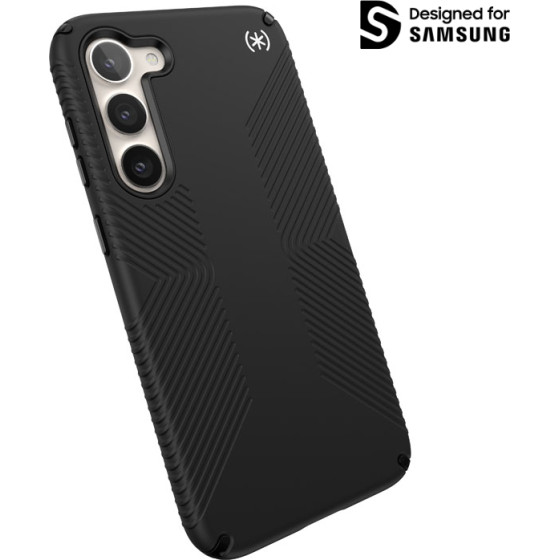 Speck Presidio2 Grip - Anti-slip case for Samsung Galaxy S23+ (Black/Black/White) - (150340-D143)