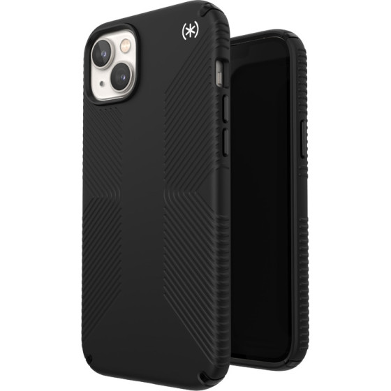 Speck Presidio2 Grip - Case for iPhone 15 Plus / 14 Plus with MICROBAN coating (Black / Black / White) - (150116-D143)
