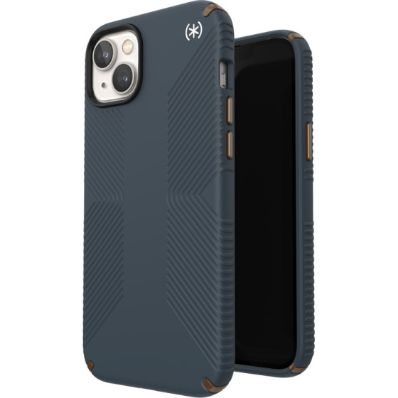 Speck Presidio2 Grip - Case for iPhone 15 Plus / 14 Plus with MICROBAN coating (Charcoal / Cool Bronze / Slate) - (150116-3068)