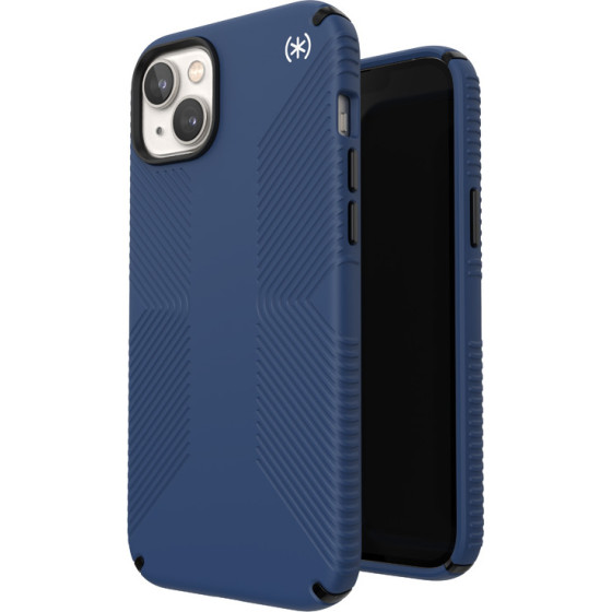Speck Presidio2 Grip - Case for iPhone 15 Plus / 14 Plus with MICROBAN coating (Coastal Blue / Black / White) - (150116-9974)