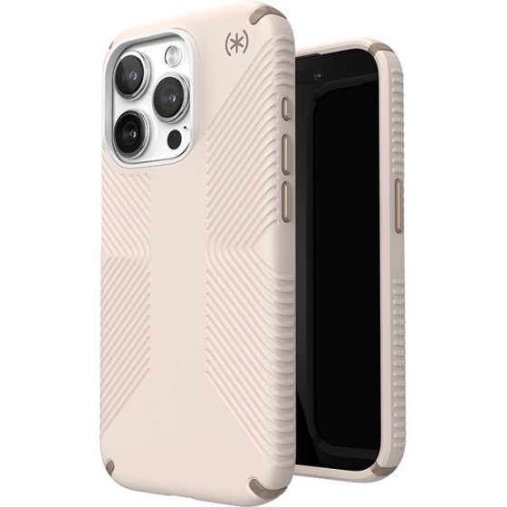 Speck Presidio2 Grip - Case for iPhone 15 Pro (Bleached Bone / Heirloom Gold / Hazel Brown) - (150477-3214)