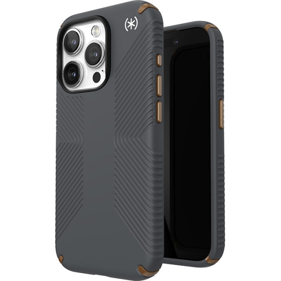 Speck Presidio2 Grip - Case for iPhone 15 Pro (Charcoal Grey / Cool Bronze / White) - (150477-3212)