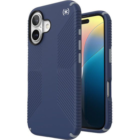 Speck Presidio2 Grip - Case for iPhone 16 (Coastal Blue / Dust Grey / White) - (150779-3206)