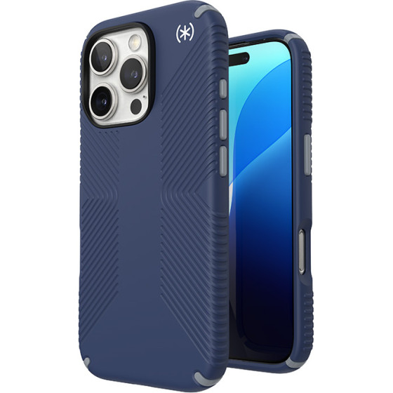 Speck Presidio2 Grip - Case for iPhone 16 Pro (Coastal Blue / Dust Grey / White) - (150778-3206)