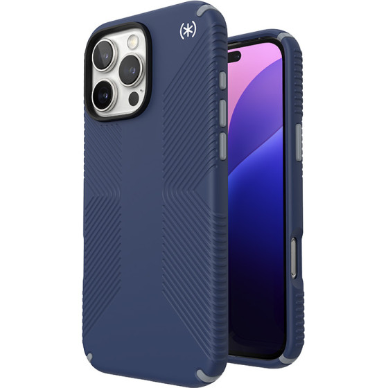 Speck Presidio2 Grip - Case for iPhone 16 Pro Max (Coastal Blue / Dust Grey / White) - (150776-3206)
